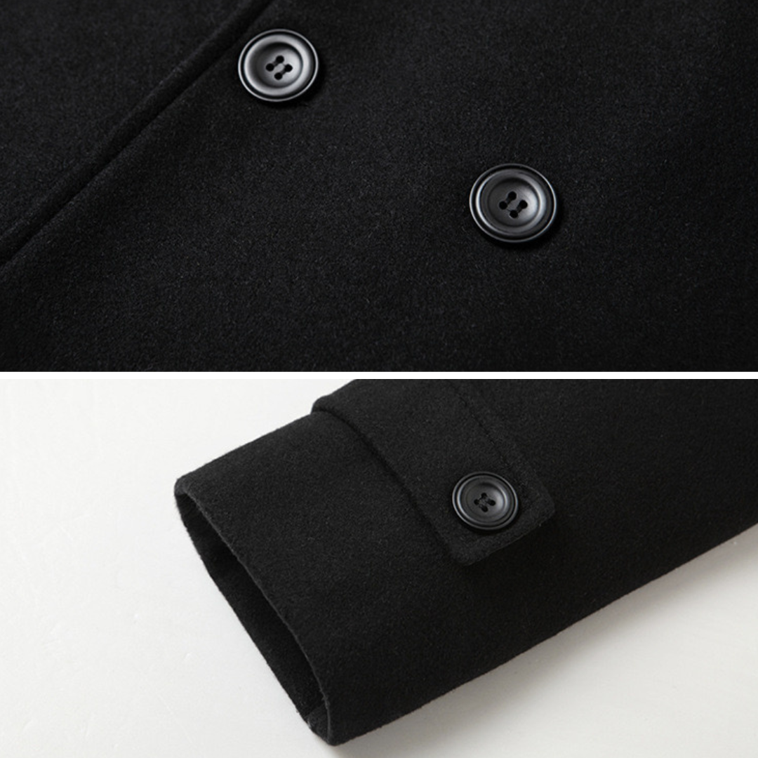 Zwarte Peacoat – Dubbelbreasted – Voor Mannen