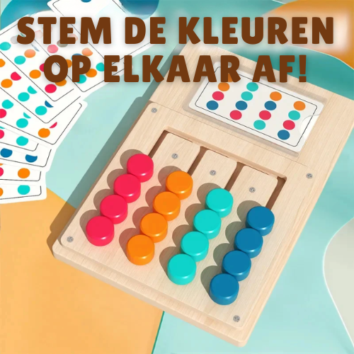 Houten Dot Matching Spel – Voor Kinderen – Met Kaarten en Kleurige Dots