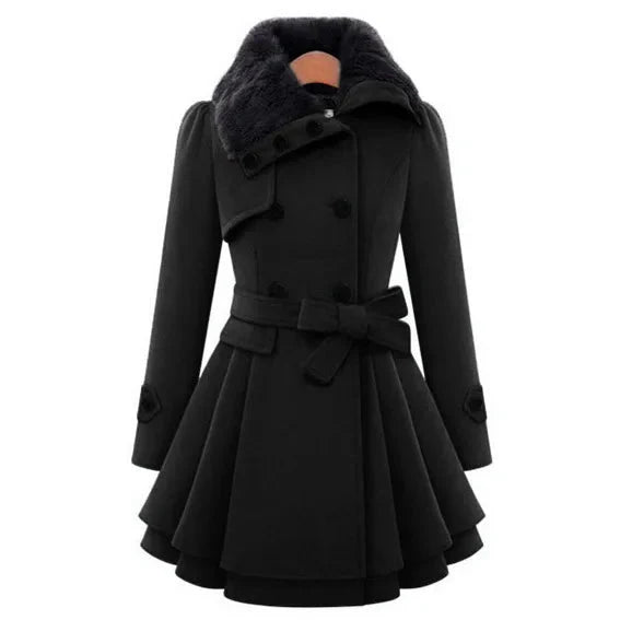 Winterjas voor dames – Verstelbare taille – Bontkraag – Voor koud weer