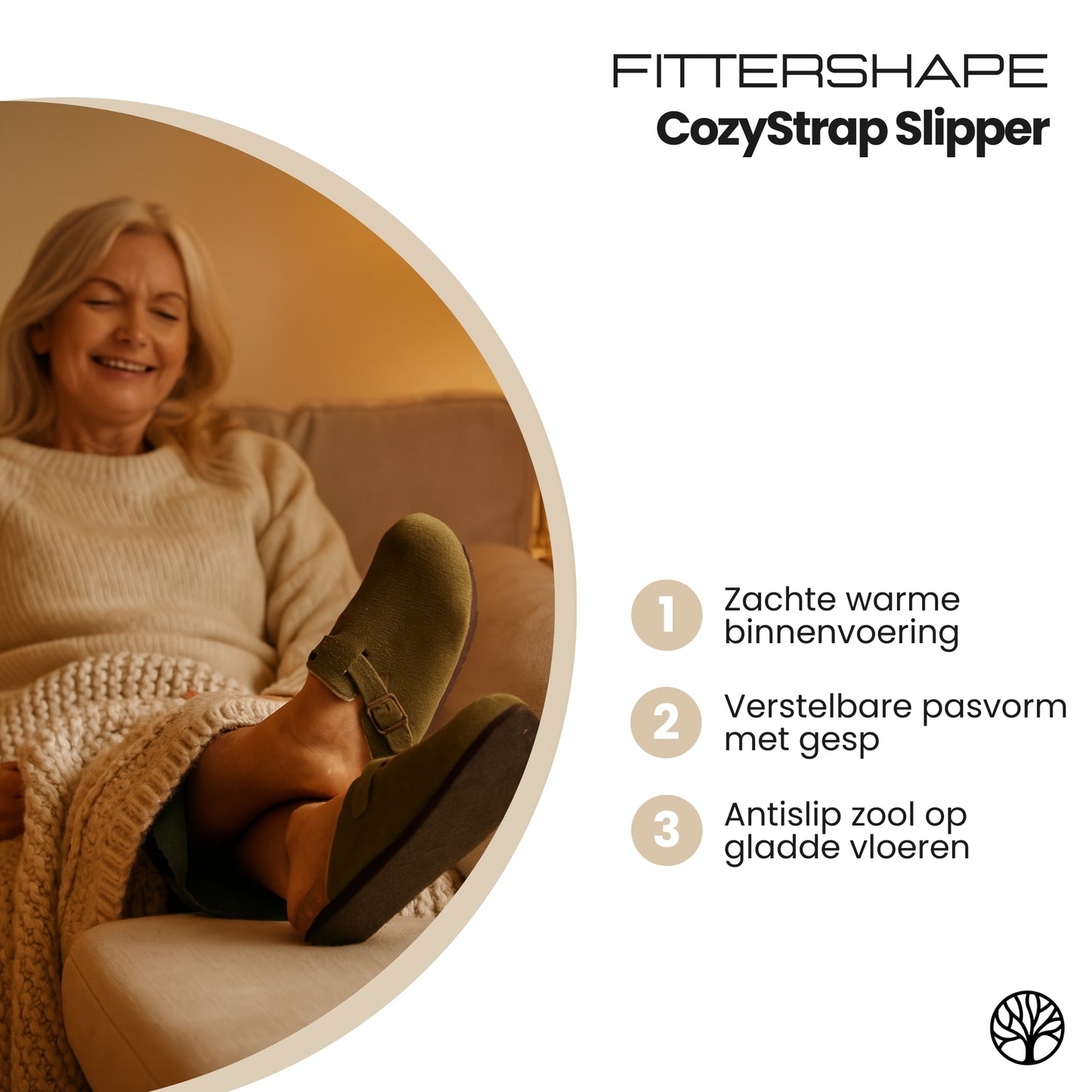 CozyStrap Slipper | Orthopedische Damespantoffel – Met Verstelbare Band