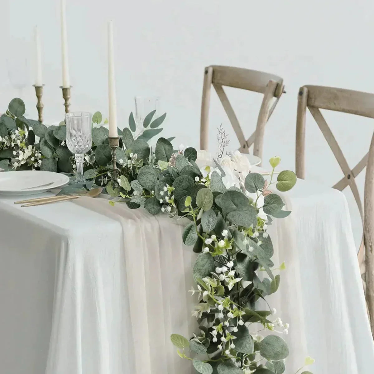 EvaGreen Guirlande - 2-Delige Kunst Eucalyptus Set - Natuurlijke Sfeer