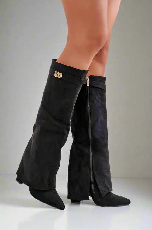 Vegan Suède Laarzen voor Dames Zwart | Elegante Boots Suède Taupe