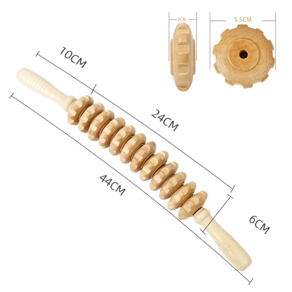 Houten Massage Roller – Verstelbaar – Voor rug, benen en schouders