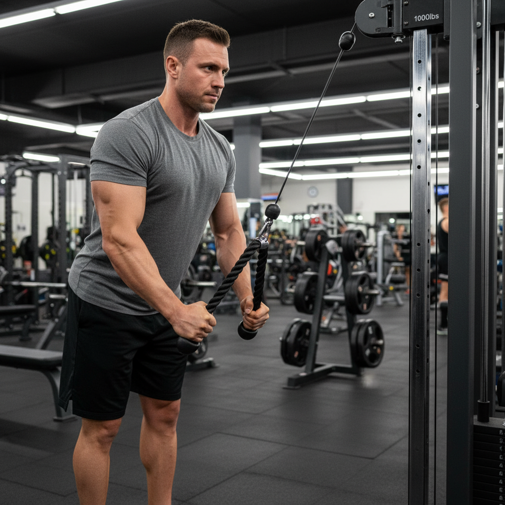 Triceps Touwgreep – Versterkt – Antislip Handvaten – Voor Triceps Machine