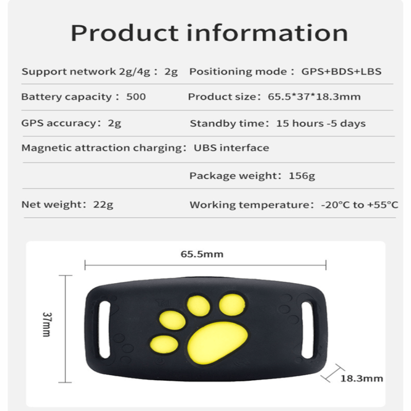 Huisdier GPS Tracker – Verstelbare Halsband – Veiligheidsfunctie voor Katten en Honden