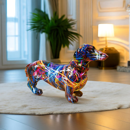 Teckel Delight - Kleurrijk Beeld voor een Speelse Touch in je Huis