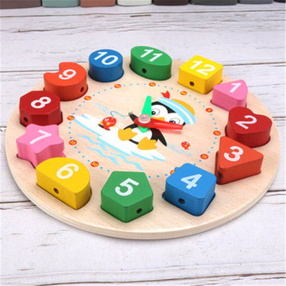 Educatief Houten Klok – Leerspel voor Kinderen – Met Kleurige Vormen