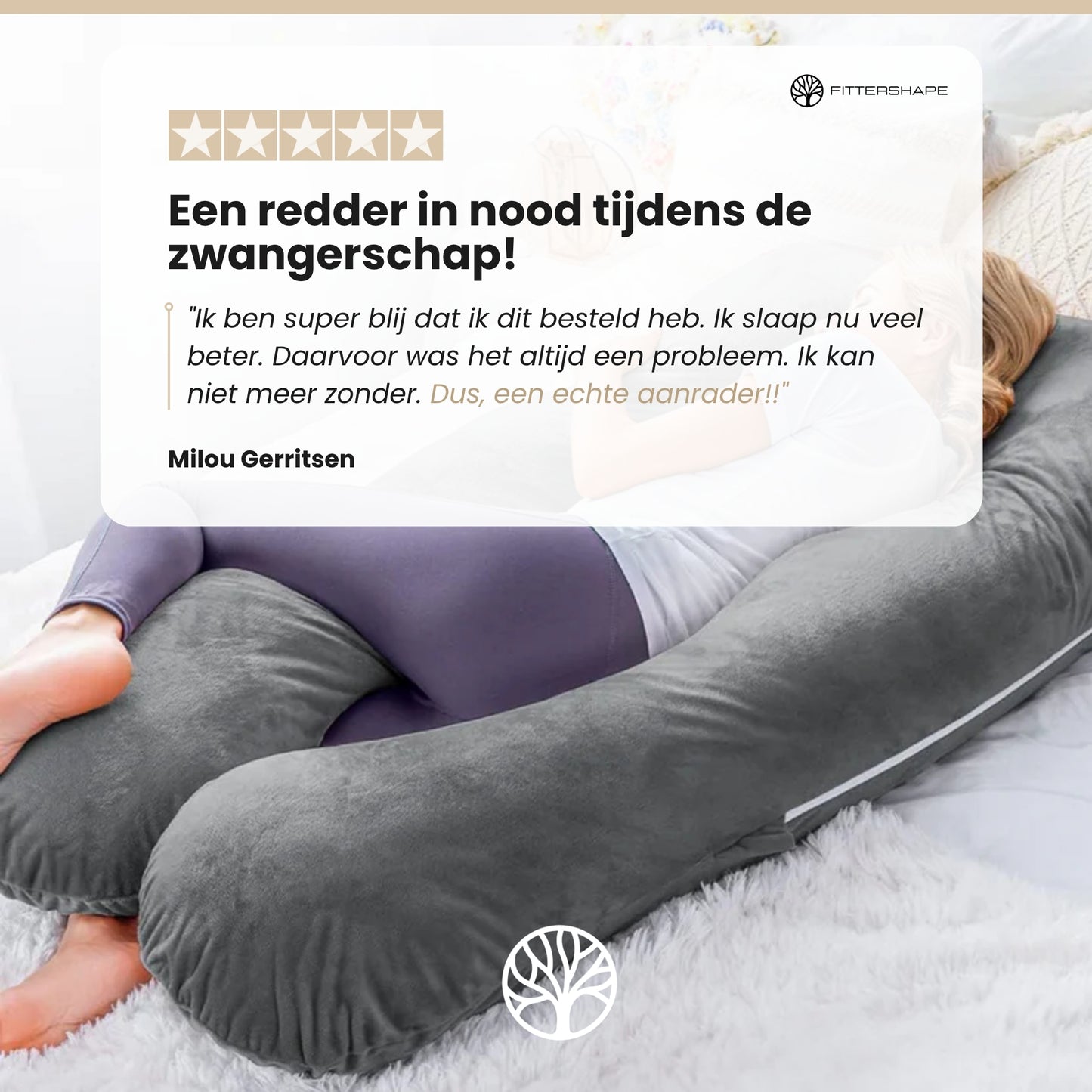 Fittershape SleepNest | Zwangerschapskussen – Voor Zijslapers