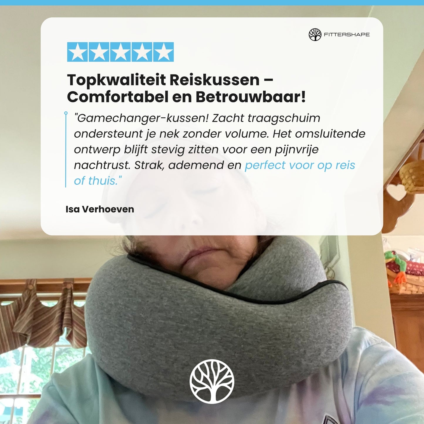Fittershape NeckEase | Ergonomisch Reiskussen – Voor Onderweg Comfort