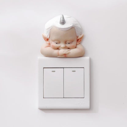 Snoezige wanddecoratie voor lichtschakelaar – kindfiguur – voor woonkamer of kinderkamer