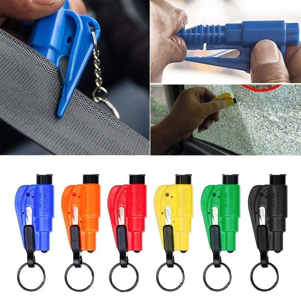 3-in-1 noodhamer sleutelhanger – veiligheidshamer, gordelsnijder, ruitverbreker – voor voertuigen