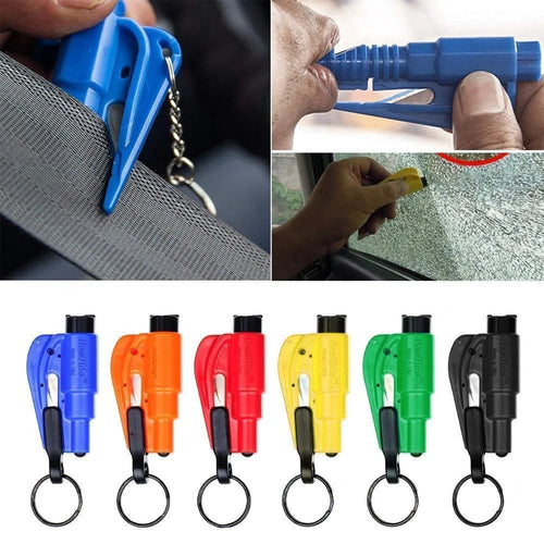 3-in-1 noodhamer sleutelhanger – veiligheidshamer, gordelsnijder, ruitverbreker – voor voertuigen