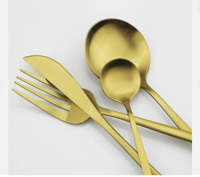 Gouden Bestekset – Modern Design – RVS – Voor Feestelijke Gelegenheden