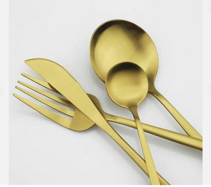 Gouden Bestekset – Modern Design – RVS – Voor Feestelijke Gelegenheden