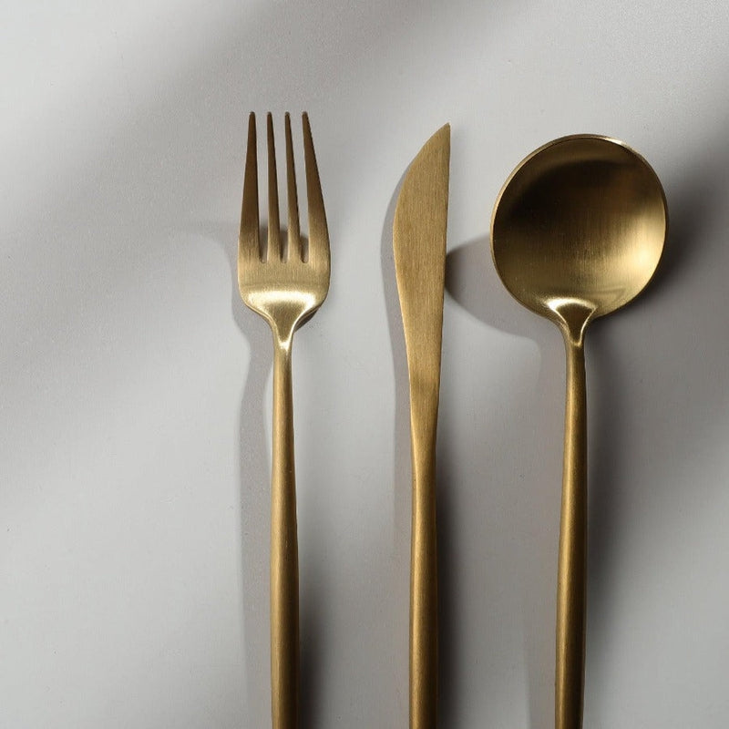 Gouden Bestekset – Modern Design – RVS – Voor Feestelijke Gelegenheden