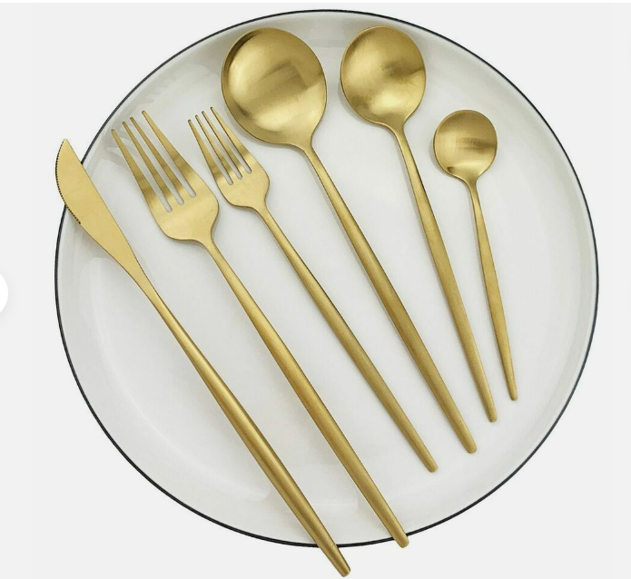 Gouden Bestekset – Modern Design – RVS – Voor Feestelijke Gelegenheden