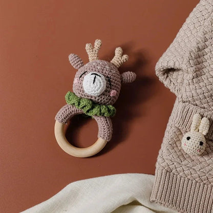 Pluche rammelaar – hondenhoofd – zachte speeltje – voor baby's