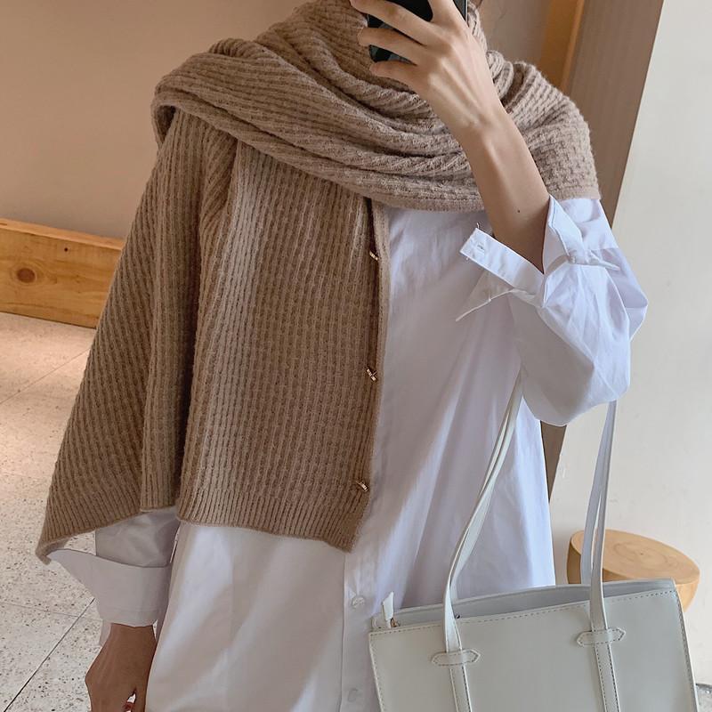 Dames gestreepte poncho – met knopen – voor dagelijks gebruik en extra warmte