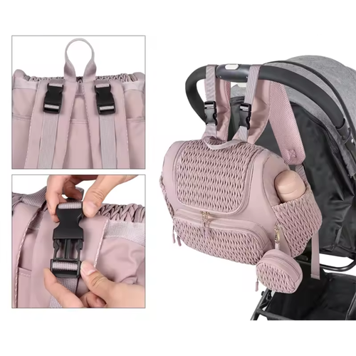 Luiertas voor Kinderwagen – Bevestigingsriemen – Meerdere Ritsvakken