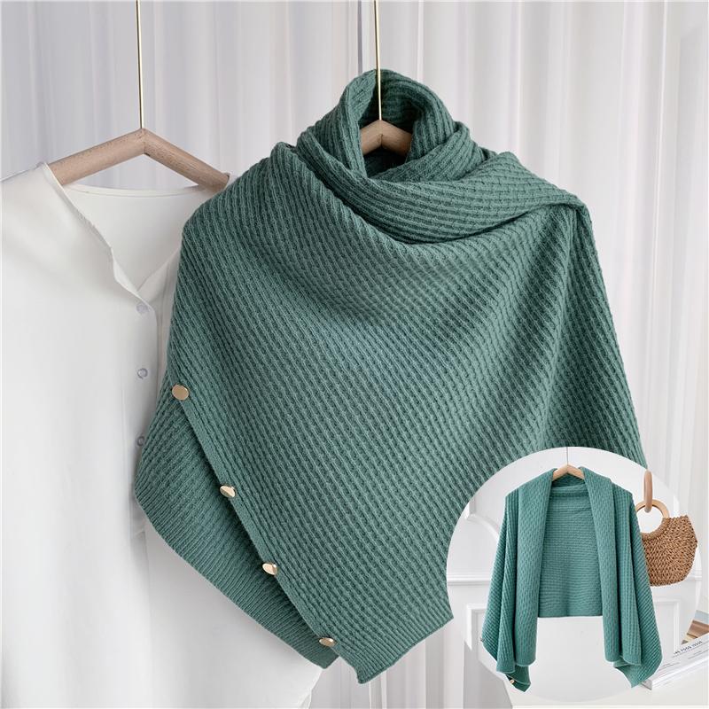 Dames gestreepte poncho – met knopen – voor dagelijks gebruik en extra warmte