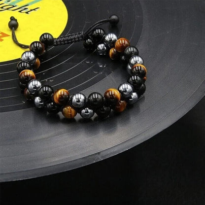 Heren Armband – Kralen van Tiger Eye en Hematiet – Voor Modebewuste Mannen