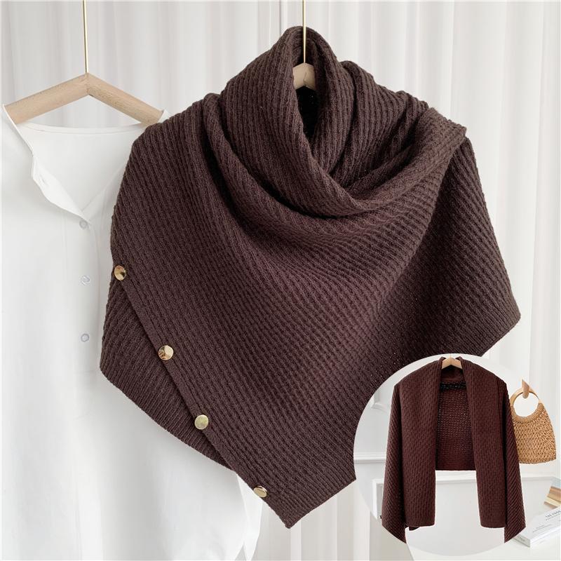 Dames gestreepte poncho – met knopen – voor dagelijks gebruik en extra warmte