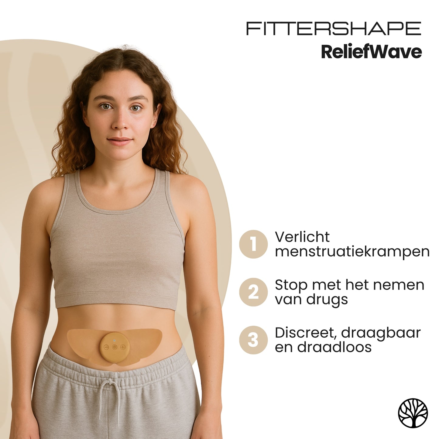 Fittershape ReliefWave | Draagbaar TENS-Apparaat Tegen Menstruatiepijn