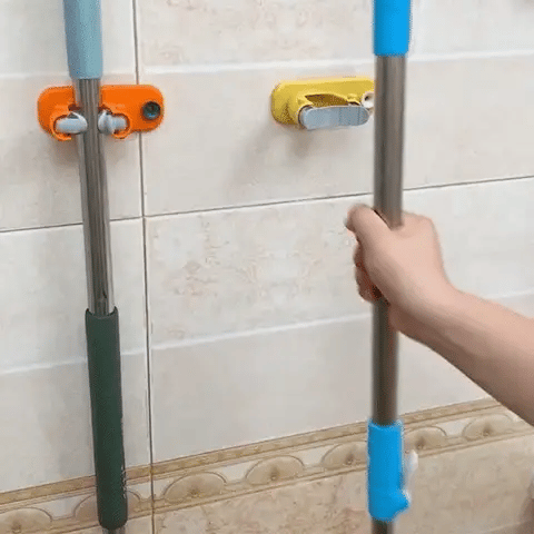2-in-1 muurhaak – voor bezem en mop – multifunctioneel – voor thuisgebruik