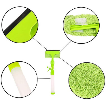 3-in-1 raamreinigingsgereedschap – met sproeifunctie, doek en wisser – voor ramen