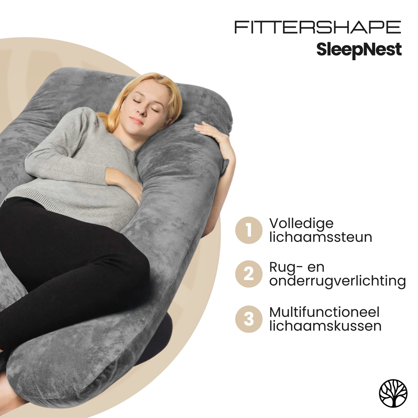 Fittershape SleepNest | Zwangerschapskussen – Voor Zijslapers