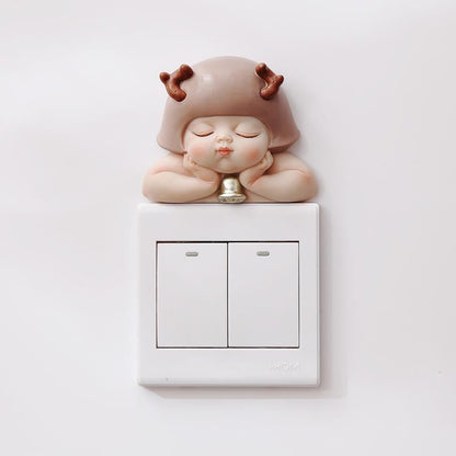 Snoezige wanddecoratie voor lichtschakelaar – kindfiguur – voor woonkamer of kinderkamer