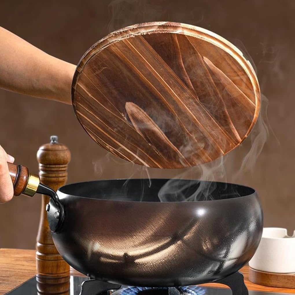 Wokpan met Houten Handvat – Duurzaam en Stijlvol – Voor Koken en Roerbakken