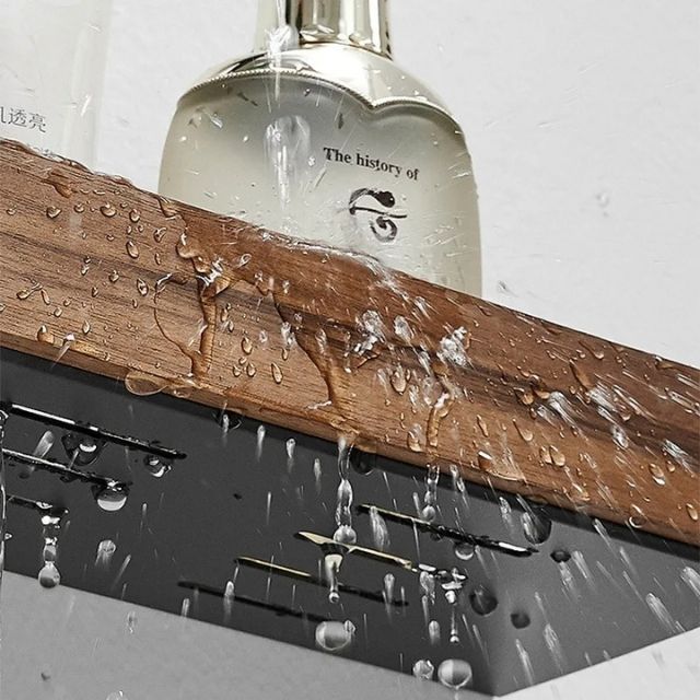 Wandrek – Houten rand – Voor badkameraccessoires