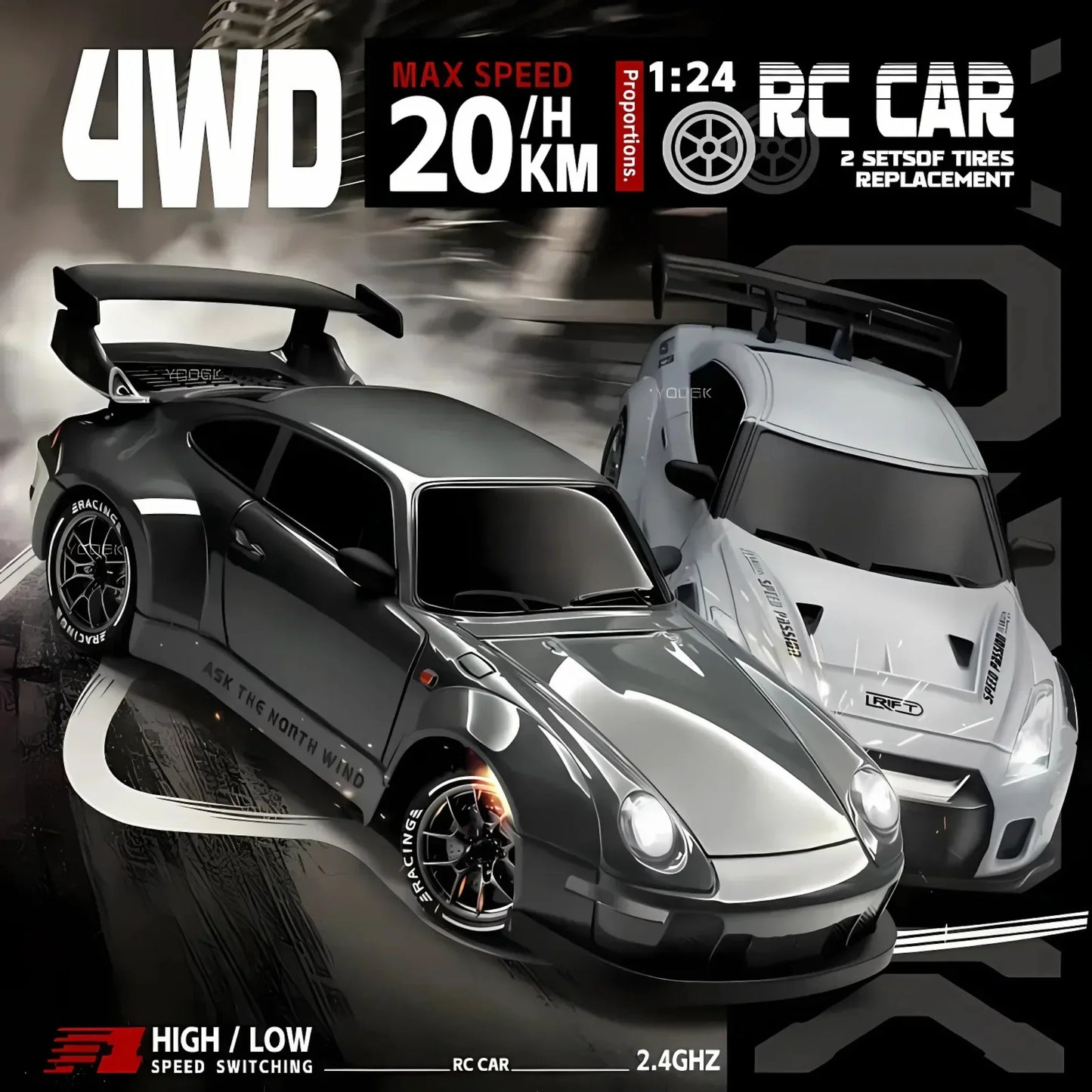 RC Auto – Twee Setjes Wielen – Oplaadbaar – Voor Speed & Drift