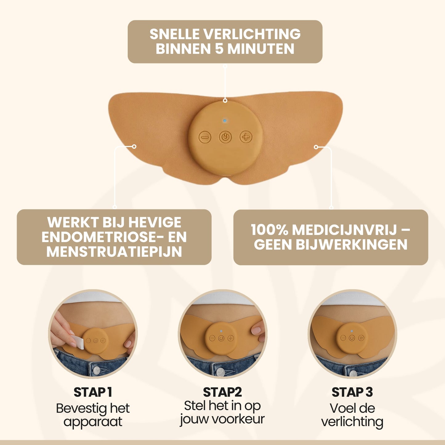 Fittershape ReliefWave | Draagbaar TENS-Apparaat Tegen Menstruatiepijn