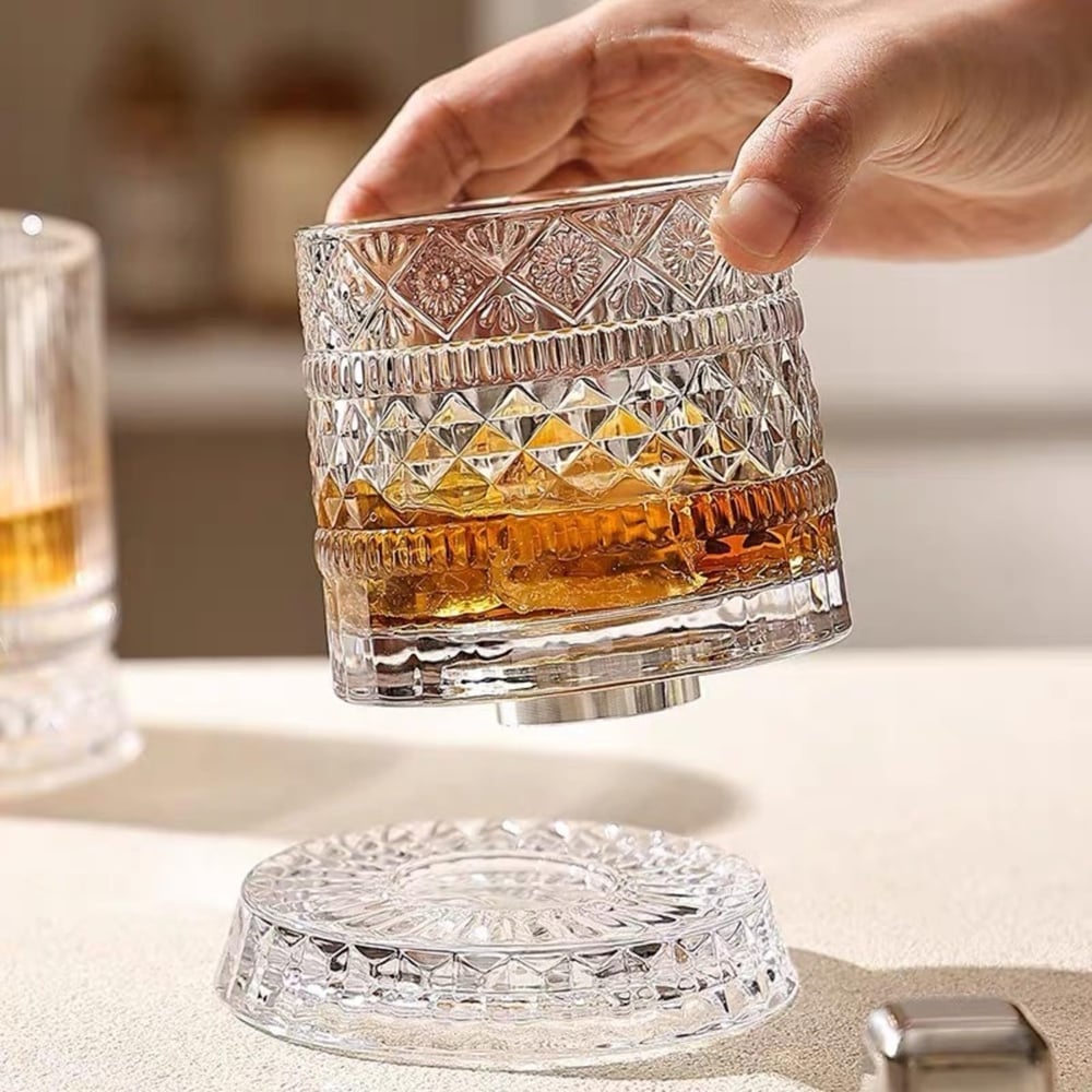 Glazen whiskeyglas – kristalhelder – met deksel voor bescherming