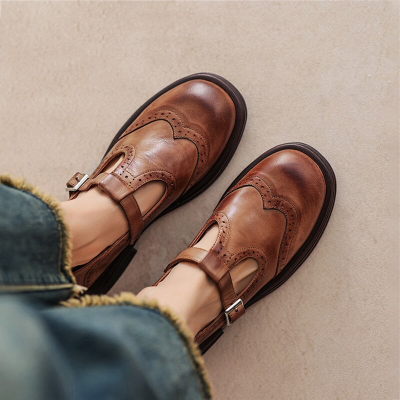Dames Lederen Schoenen – Met Gesp – Comfortabel en Stijlvol