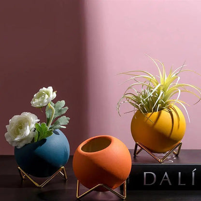 Decoratieve Vaas – Bolvorm – Gouden standaard – Voor planten