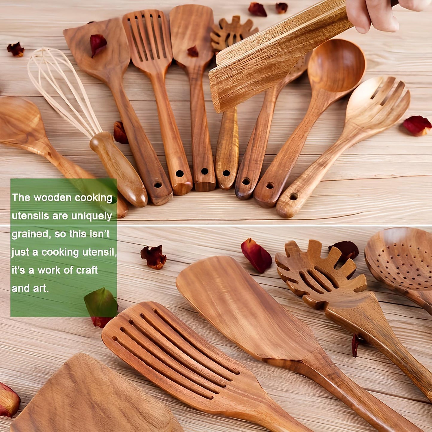 TeakWood 11-delige Keukengerei Set – Natuurlijke Keukenstijl