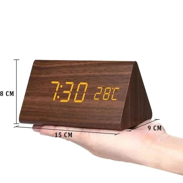LED Wekker – Houten Design – Temperatuurweergave – Voor Slaapkamer