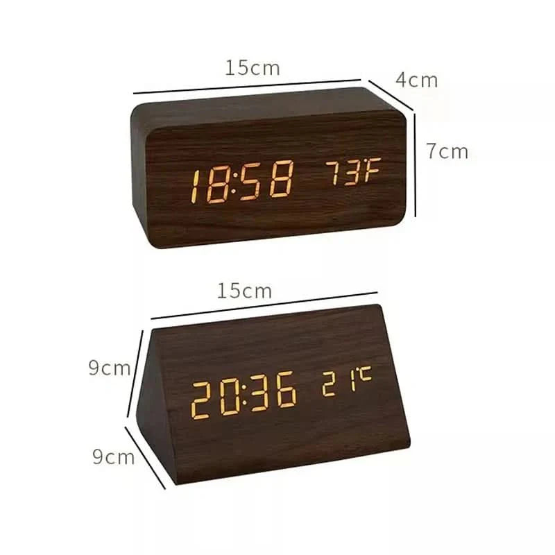 LED Wekker – Houten Design – Temperatuurweergave – Voor Slaapkamer