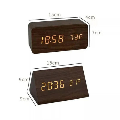 LED Wekker – Houten Design – Temperatuurweergave – Voor Slaapkamer