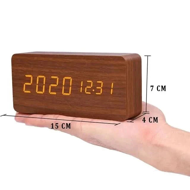 LED Wekker – Houten Design – Temperatuurweergave – Voor Slaapkamer