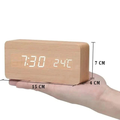 LED Wekker – Houten Design – Temperatuurweergave – Voor Slaapkamer
