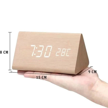 LED Wekker – Houten Design – Temperatuurweergave – Voor Slaapkamer