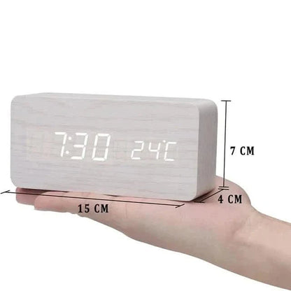 LED Wekker – Houten Design – Temperatuurweergave – Voor Slaapkamer