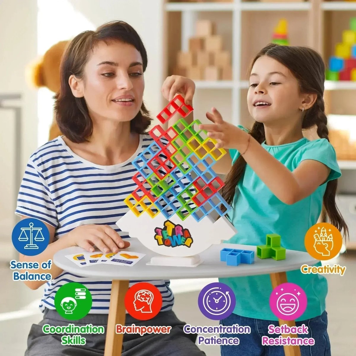 Kleurrijk Stapelspel – Leerrijk Spel – Voor Kinderen en Gezinnen – Creatieve Bouwpuzzel