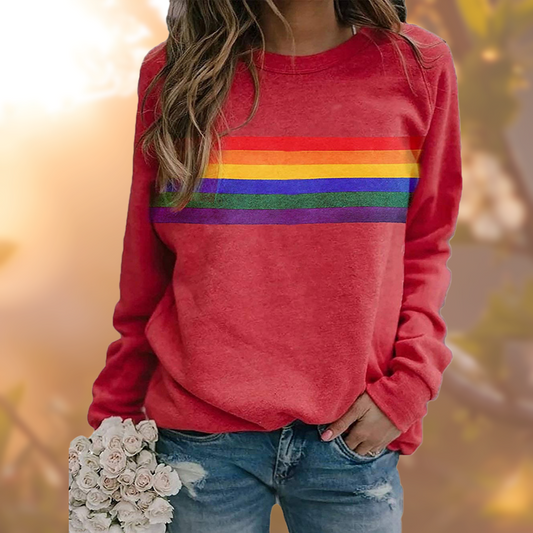 Sweater Dames – Regenboog Print – Zachte stof – Voor casual outfits