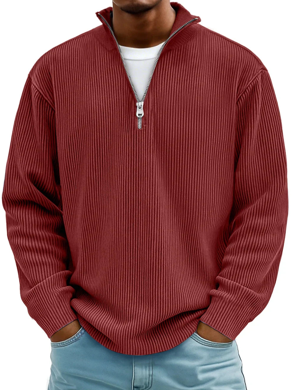 Heren Pullover – Met Rits – Gestreept Ontwerp – Voor Casual Gebruik