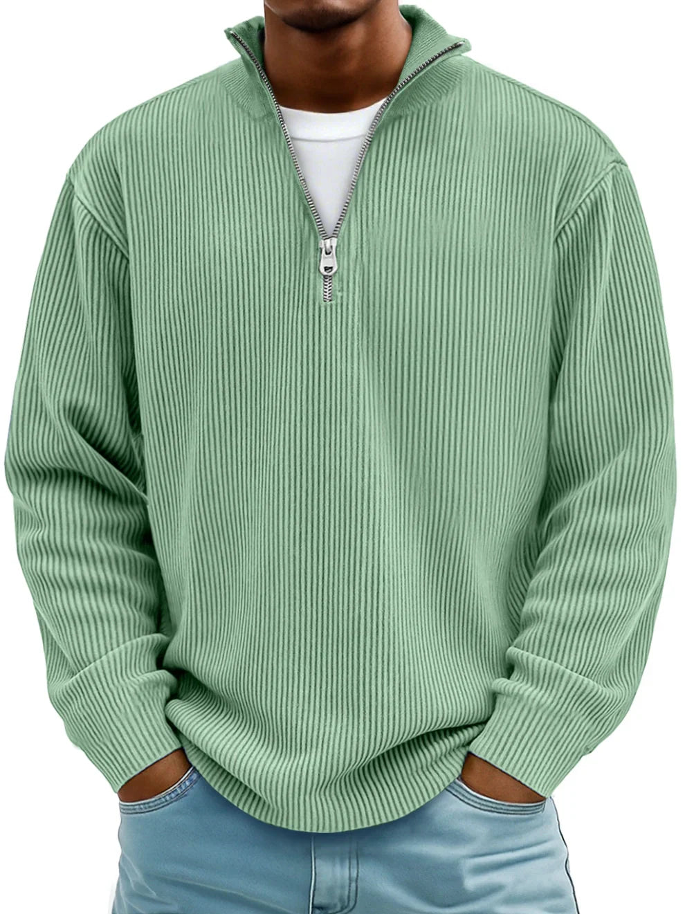 Heren Pullover – Met Rits – Gestreept Ontwerp – Voor Casual Gebruik